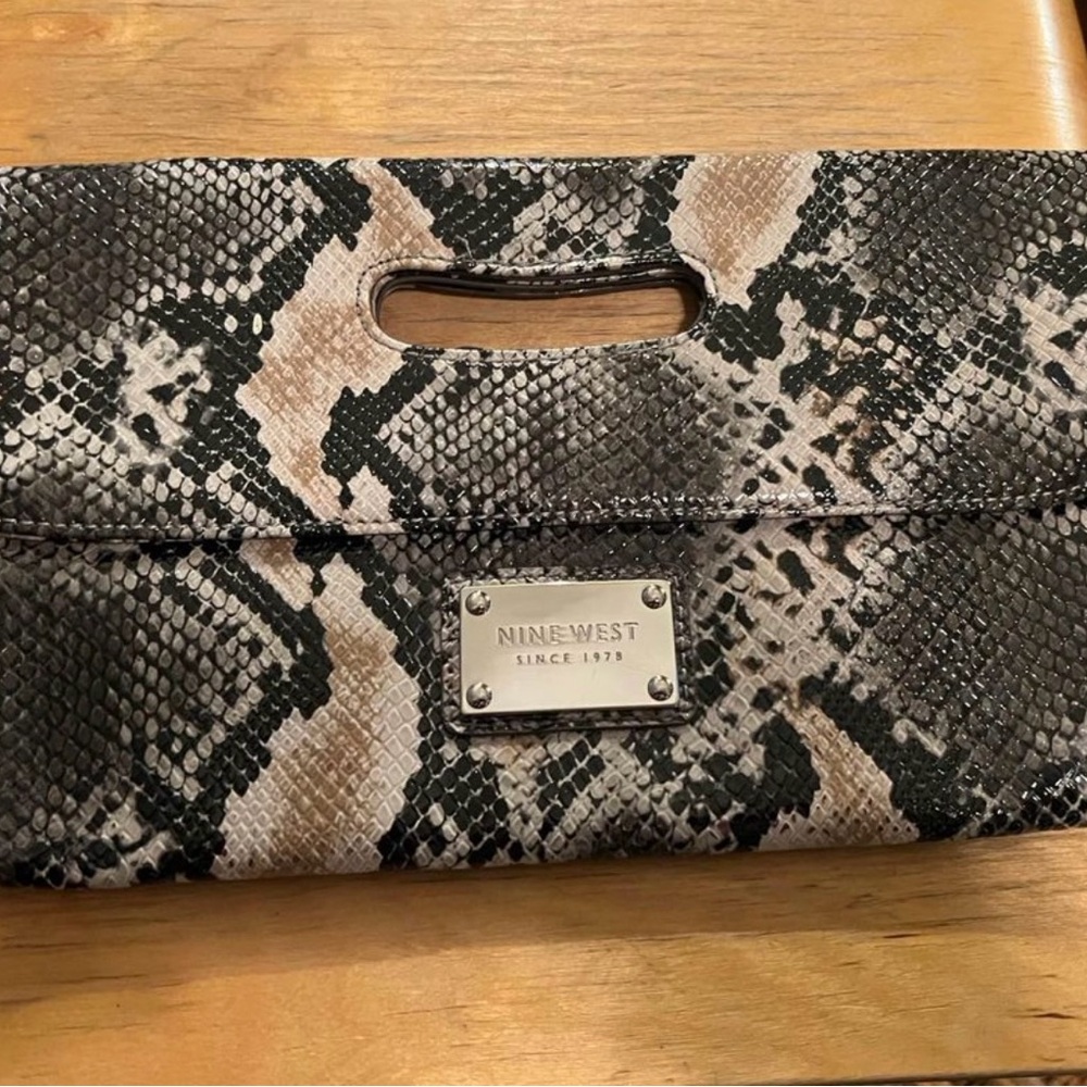 Nine West faux snakeskin clutch